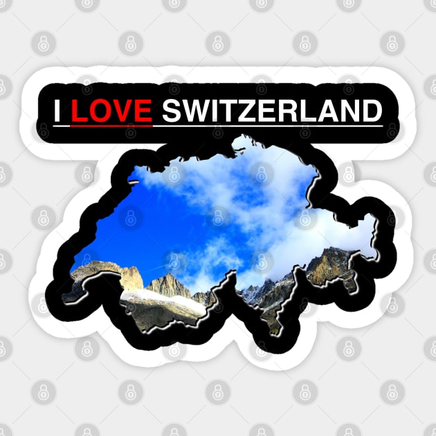 I Love Switzerland Map Mountains over Rhone Glacier Sticker by PathblazerStudios